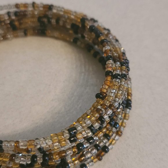 Brown Multicolored Beaded Coil Bracelet - Picture 4 of 8